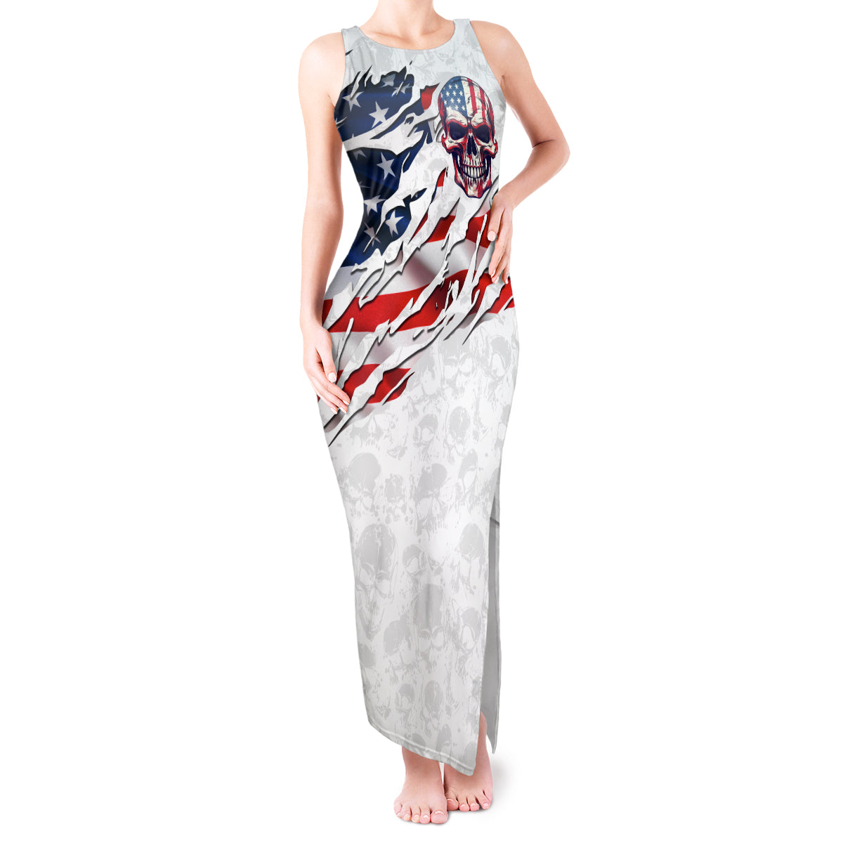 American Flag Skull Tank Maxi Dress - Wonder Print Shop