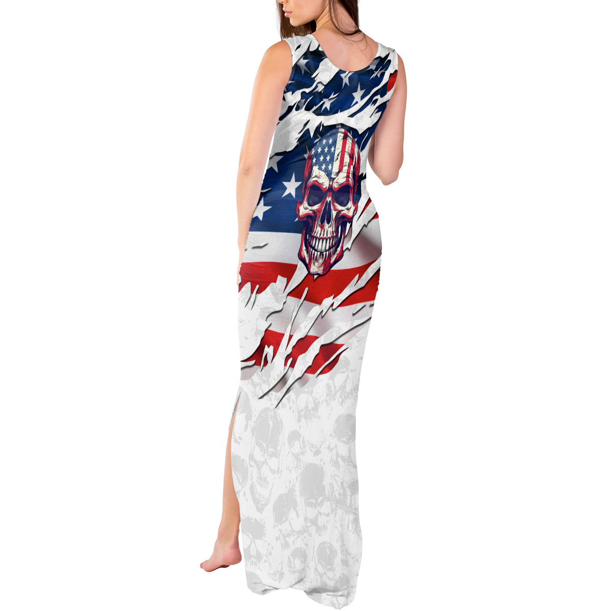 American Flag Skull Tank Maxi Dress - Wonder Print Shop