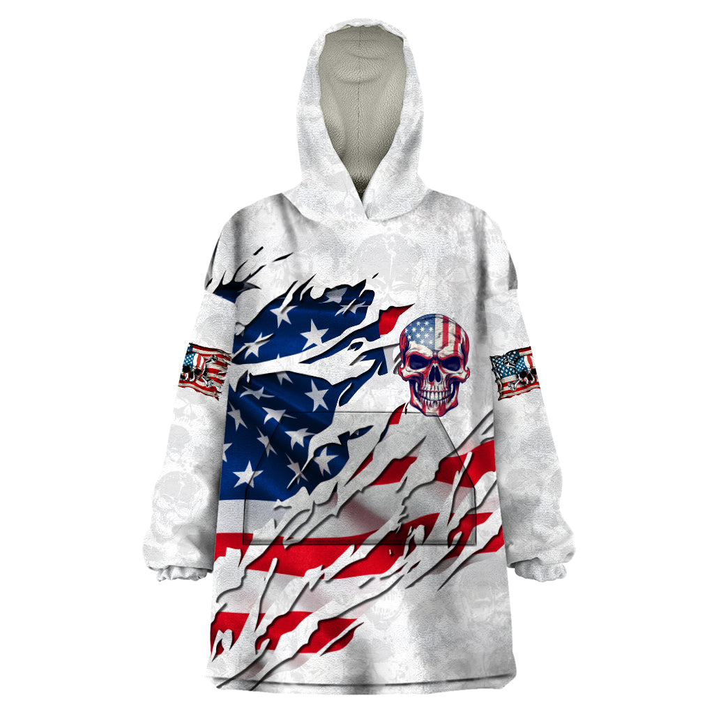 American Flag Skull Wearable Blanket Hoodie - Wonder Print Shop