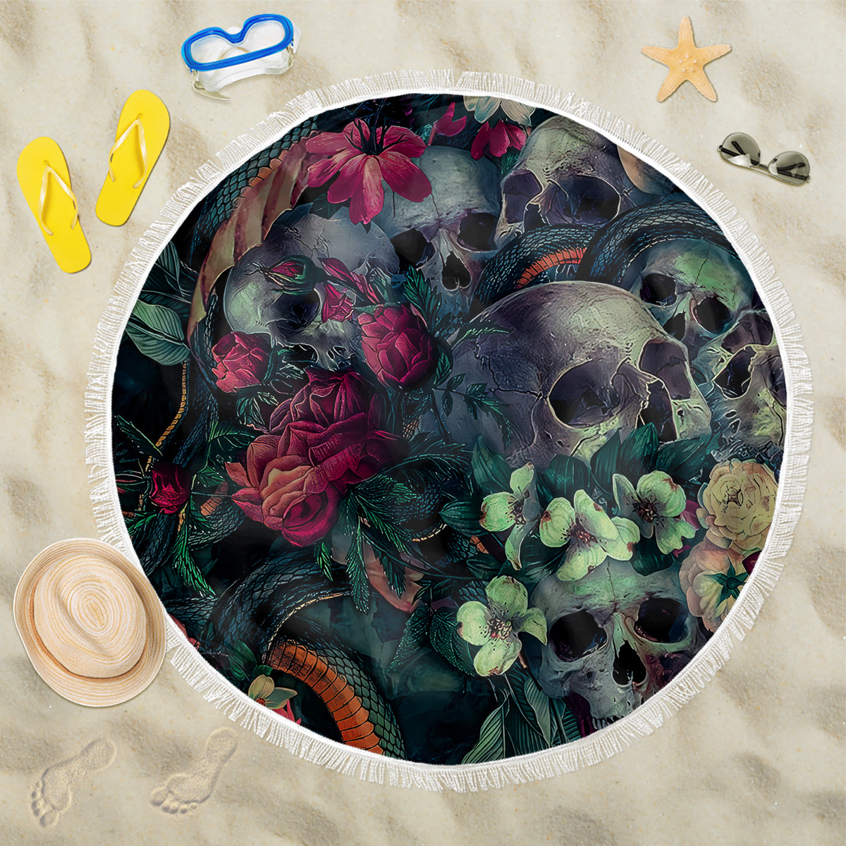 Skulls and Snakes Beach Blanket - Wonder Print Shop