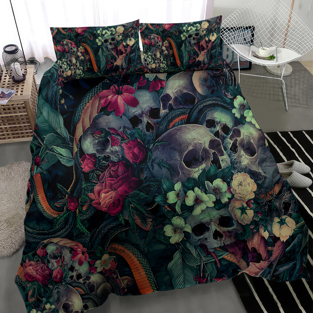 Skulls and Snakes Bedding Set - Wonder Print Shop