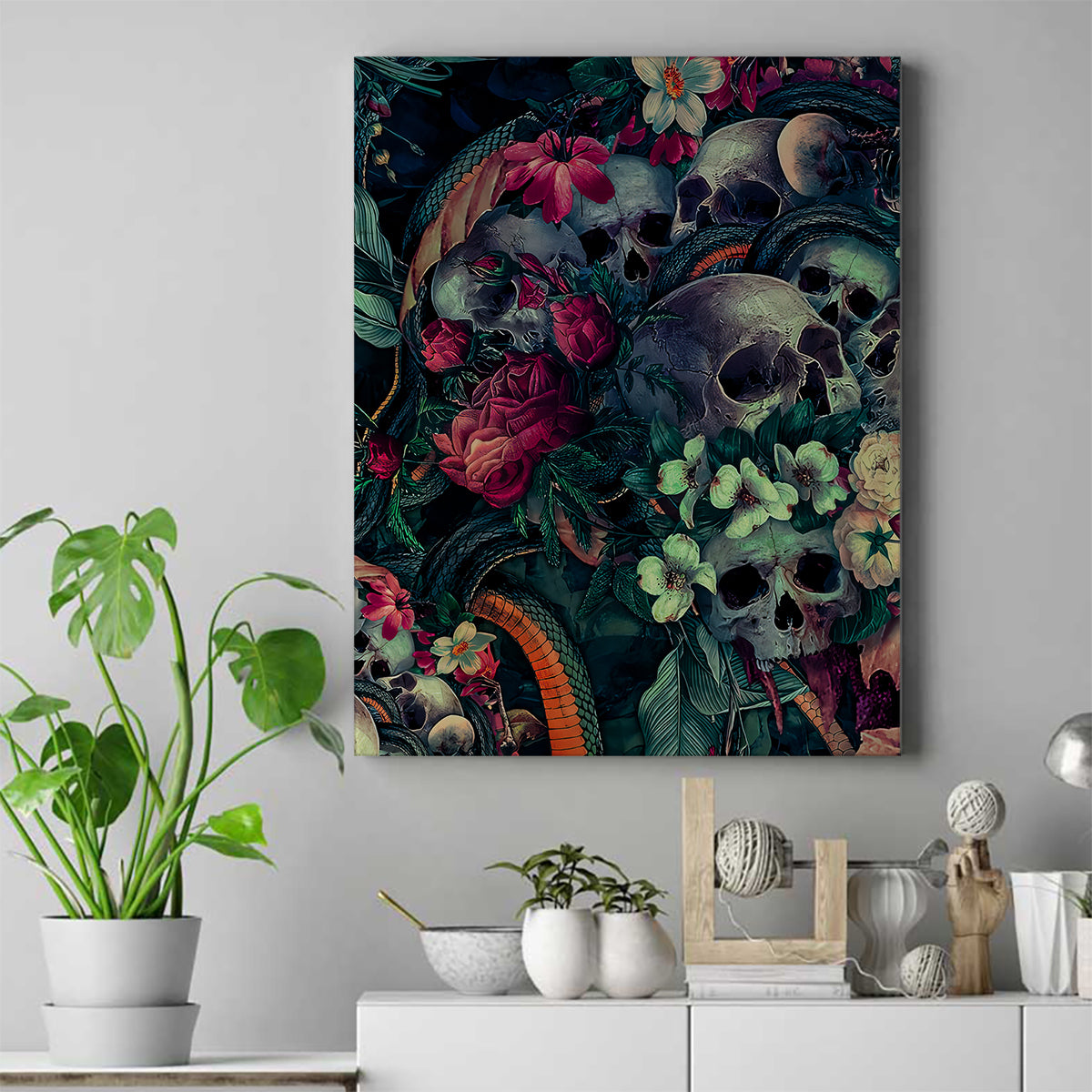 Skulls and Snakes Canvas Wall Art - Wonder Print Shop