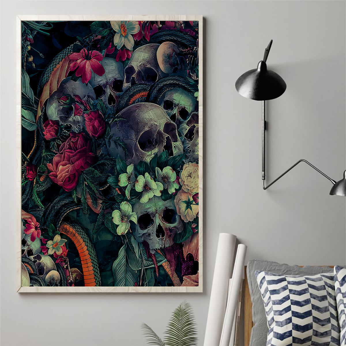 Skulls and Snakes Canvas Wall Art - Wonder Print Shop