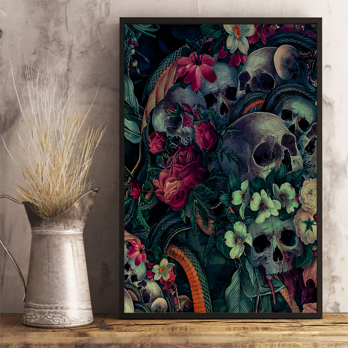 Skulls and Snakes Canvas Wall Art - Wonder Print Shop