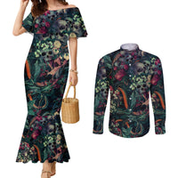skulls-and-snakes-couples-matching-mermaid-dress-and-long-sleeve-button-shirt