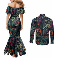 skulls-and-snakes-couples-matching-mermaid-dress-and-long-sleeve-button-shirt