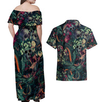 Skulls and Snakes Couples Matching Off Shoulder Maxi Dress and Hawaiian Shirt - Wonder Print Shop