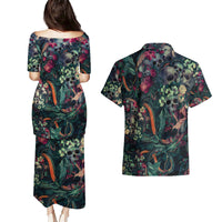 Skulls and Snakes Couples Matching Puletasi Dress and Hawaiian Shirt - Wonder Print Shop