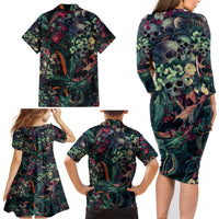 Skulls and Snakes Family Matching Long Sleeve Bodycon Dress and Hawaiian Shirt - Wonder Print Shop