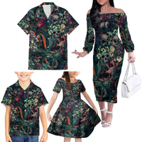 Skulls and Snakes Family Matching Off Shoulder Long Sleeve Dress and Hawaiian Shirt - Wonder Print Shop