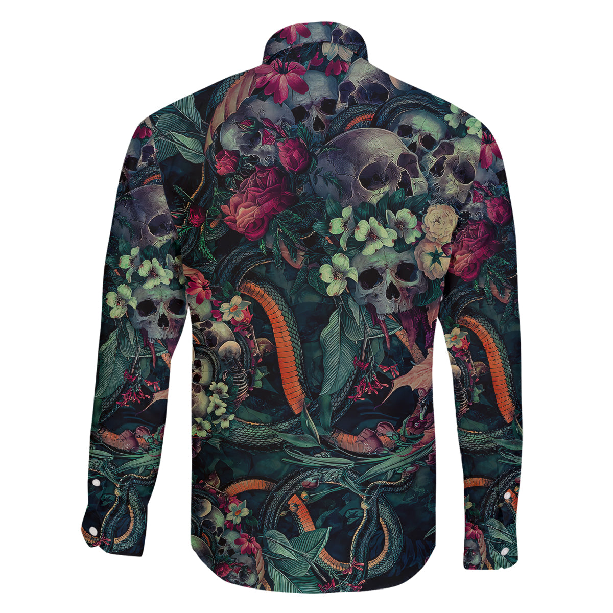 Skulls and Snakes Family Matching Off Shoulder Long Sleeve Dress and Hawaiian Shirt - Wonder Print Shop