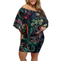Skulls and Snakes Family Matching Off Shoulder Short Dress and Hawaiian Shirt - Wonder Print Shop