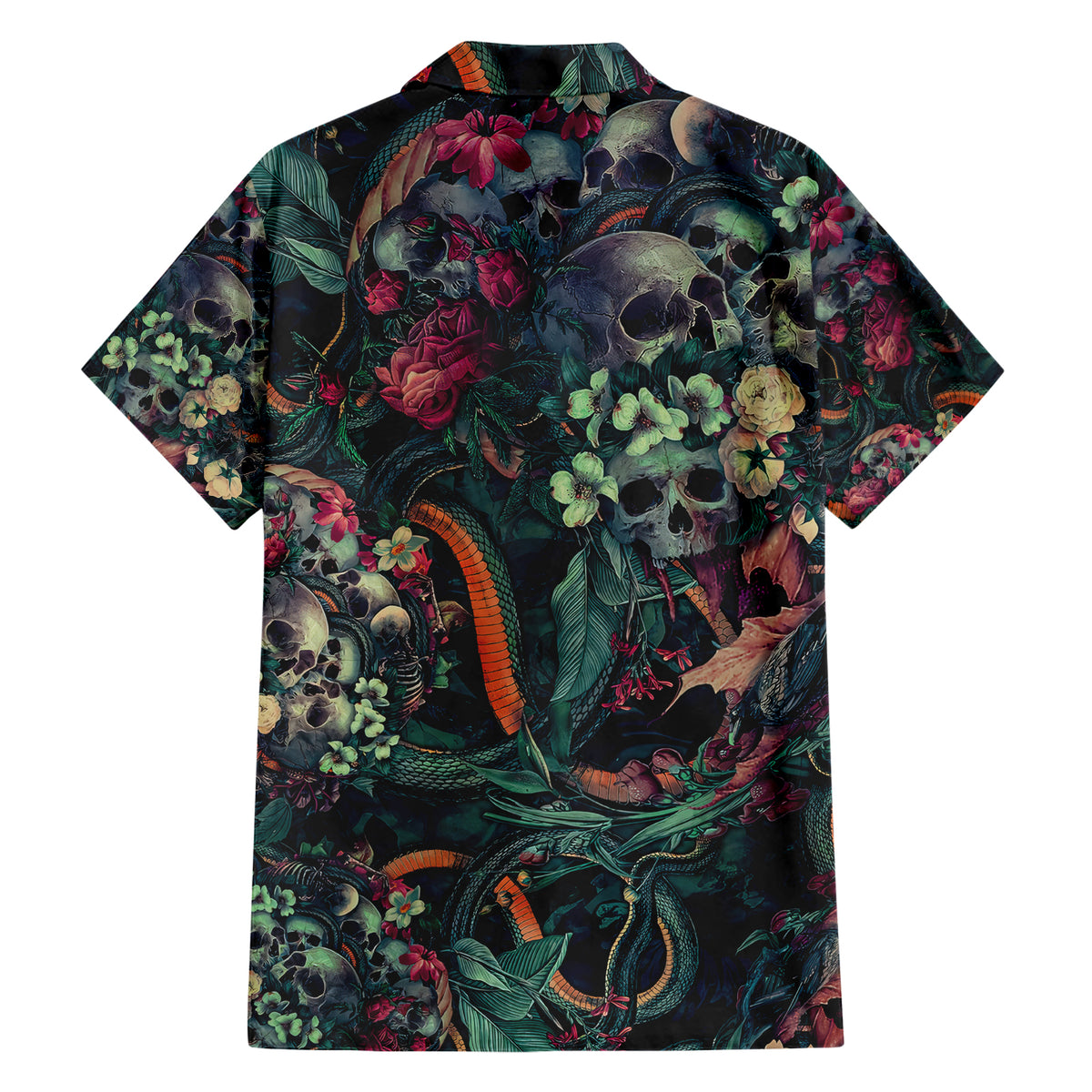 Skulls and Snakes Family Matching Short Sleeve Bodycon Dress and Hawaiian Shirt - Wonder Print Shop