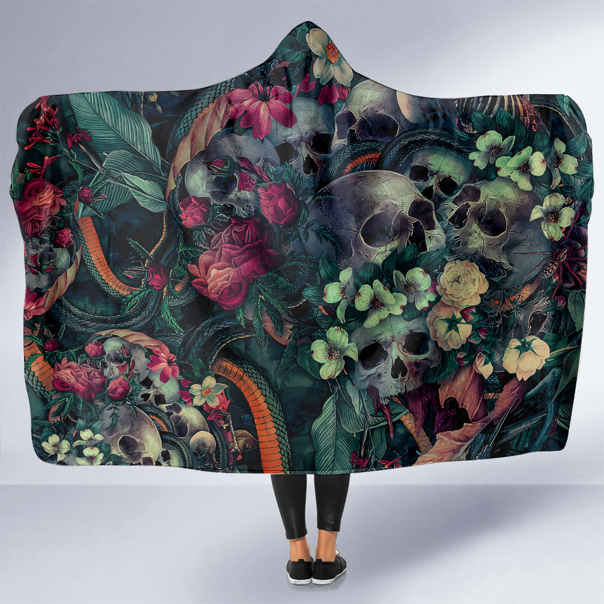 skulls-and-snakes-hooded-blanket
