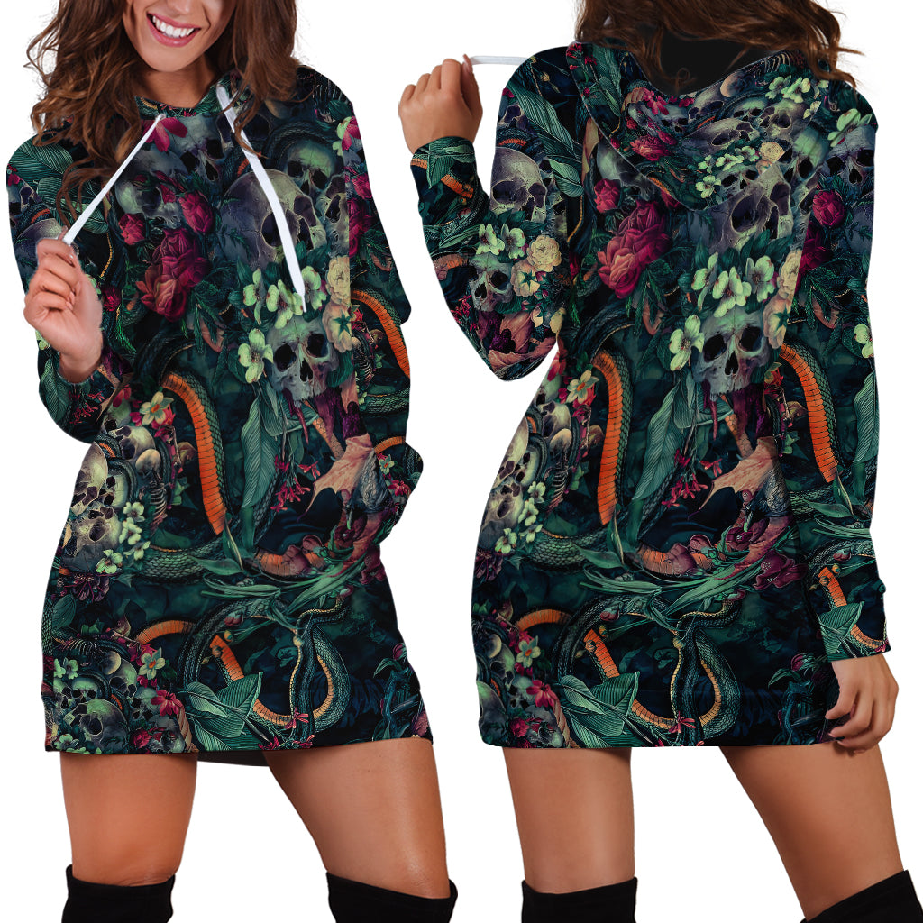 Skulls and Snakes Hoodie Dress - Wonder Print Shop