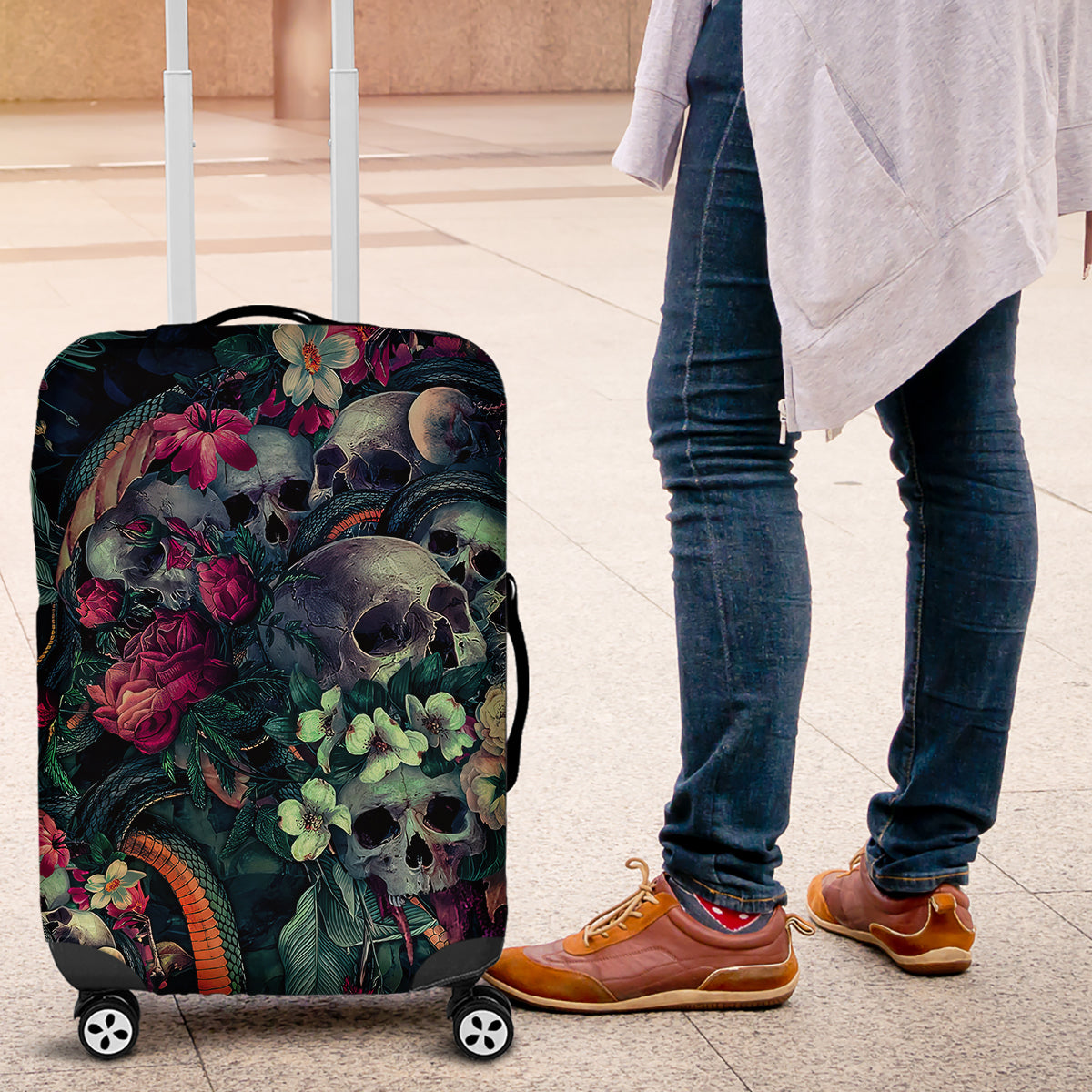 Skulls and Snakes Luggage Cover - Wonder Print Shop