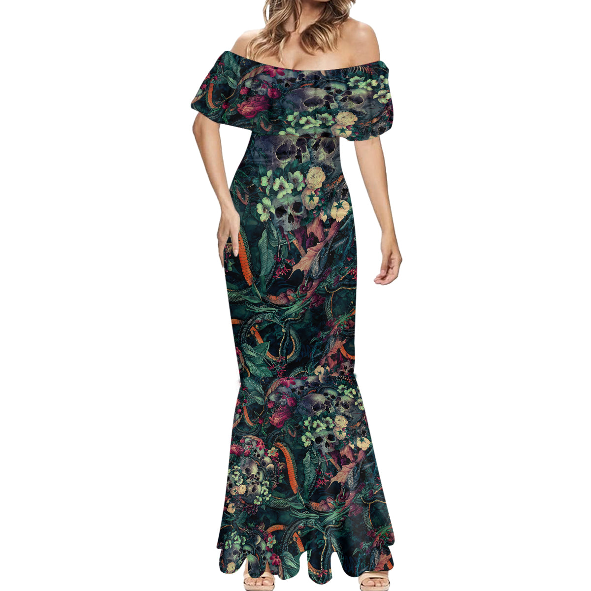 Skulls and Snakes Mermaid Dress - Wonder Print Shop