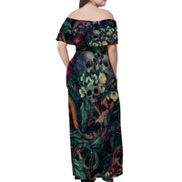 Skulls and Snakes Off Shoulder Maxi Dress - Wonder Print Shop