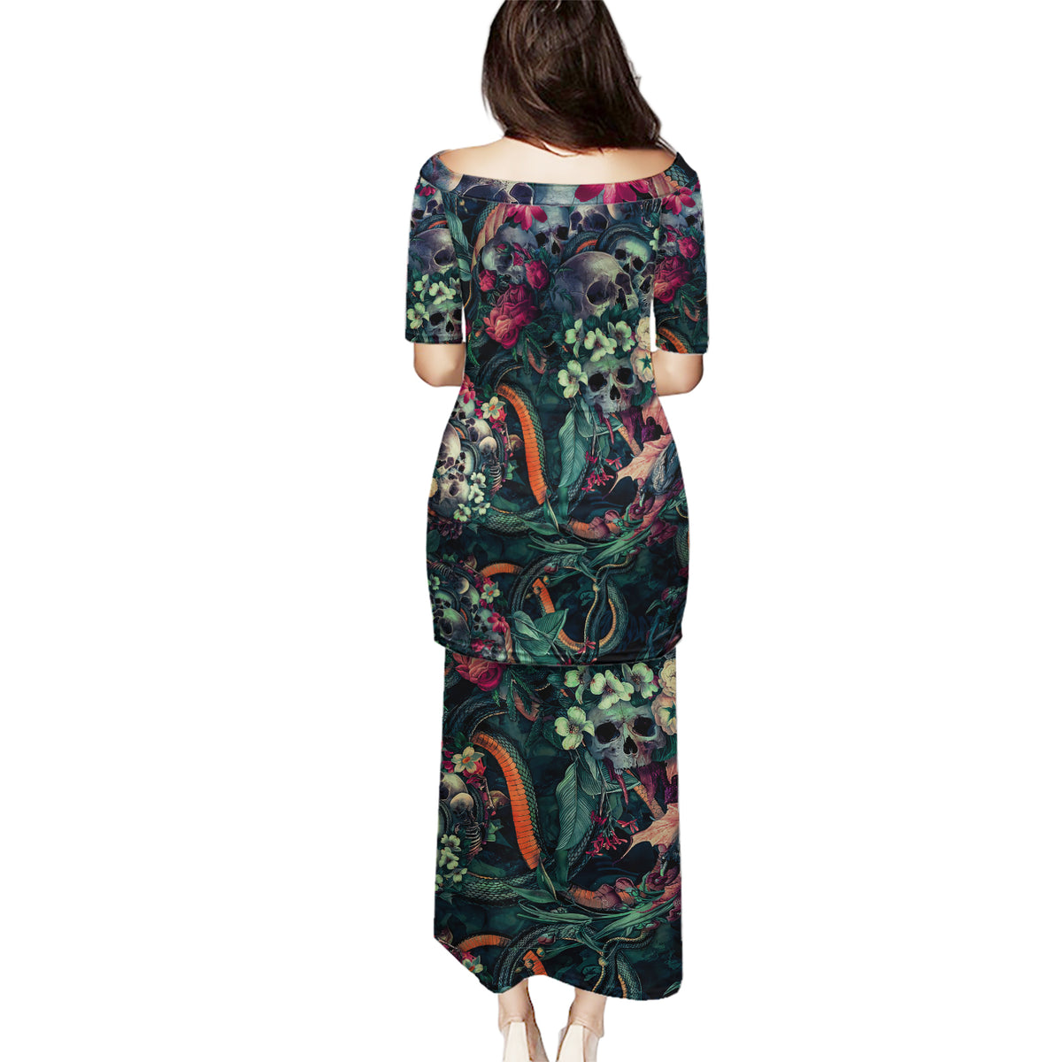 Skulls and Snakes Puletasi - Wonder Print Shop