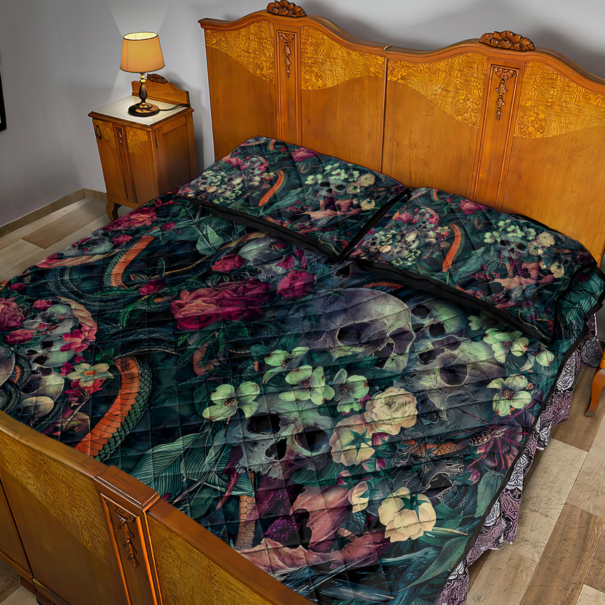 Skulls and Snakes Quilt Bed Set - Wonder Print Shop