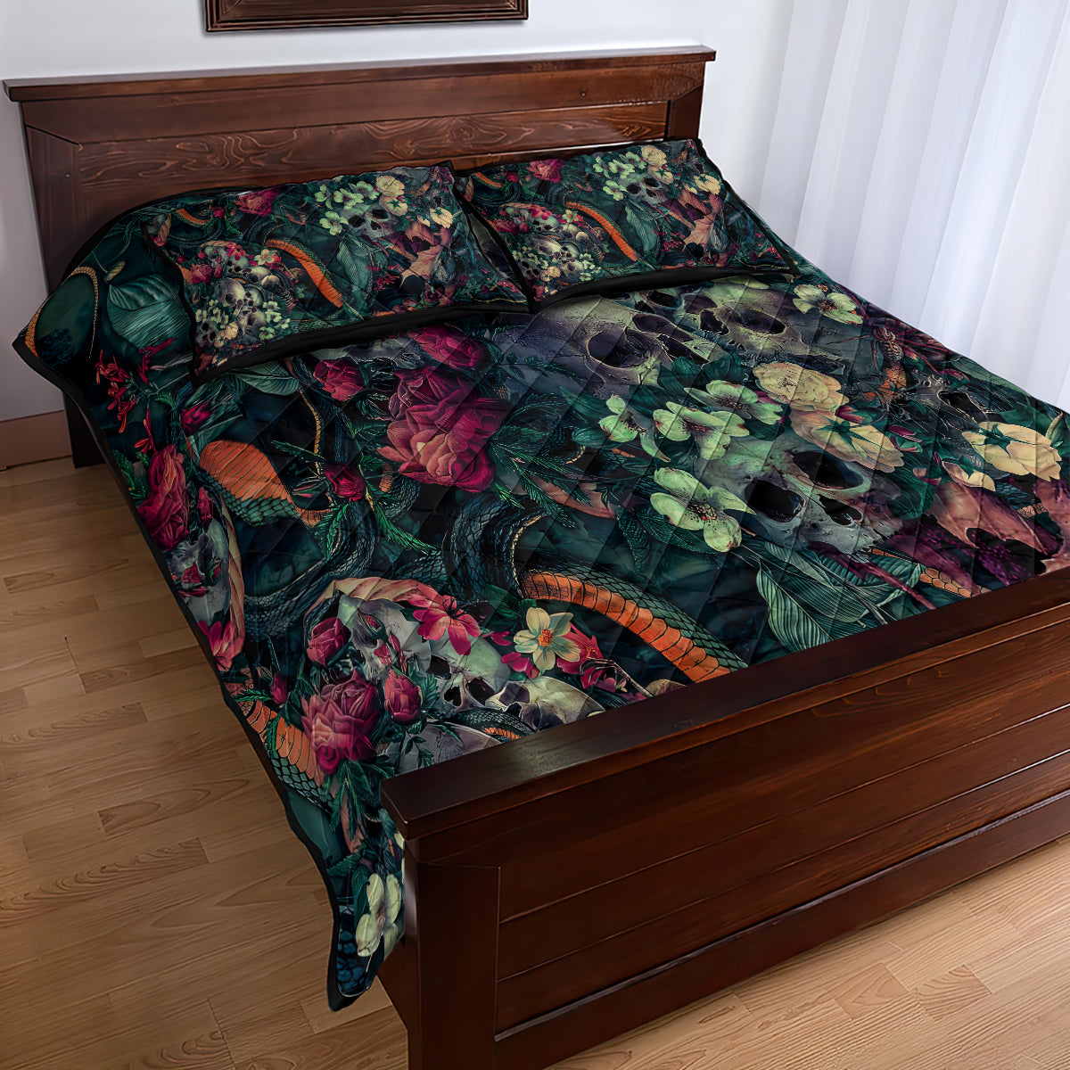 Skulls and Snakes Quilt Bed Set - Wonder Print Shop