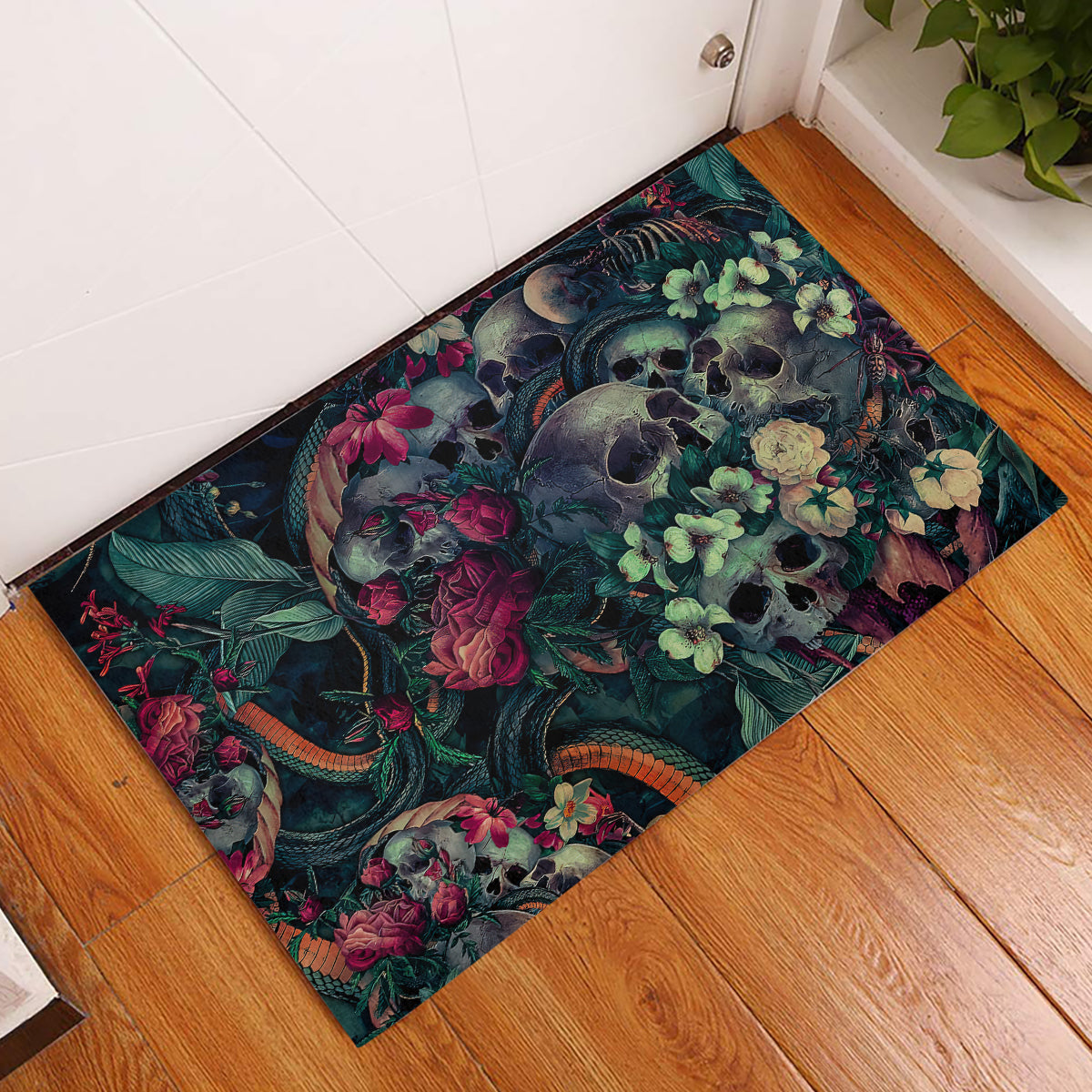 Skulls and Snakes Rubber Doormat - Wonder Print Shop