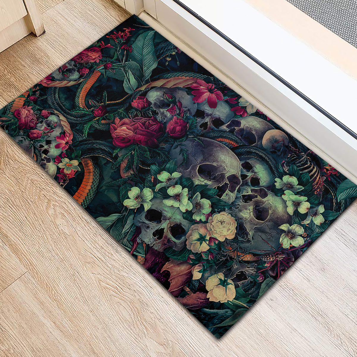 Skulls and Snakes Rubber Doormat - Wonder Print Shop