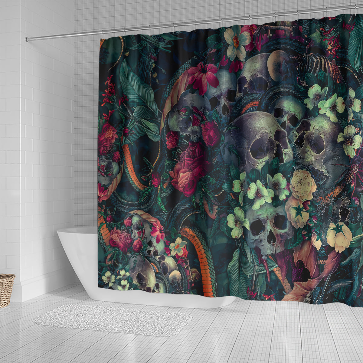 skulls-and-snakes-shower-curtain