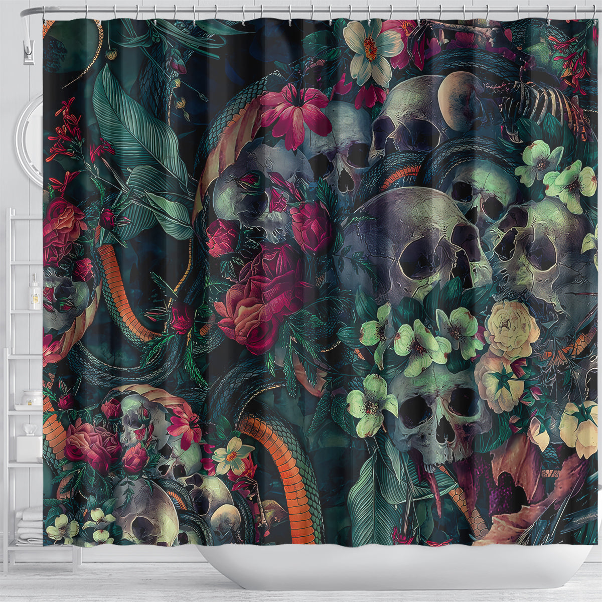 skulls-and-snakes-shower-curtain