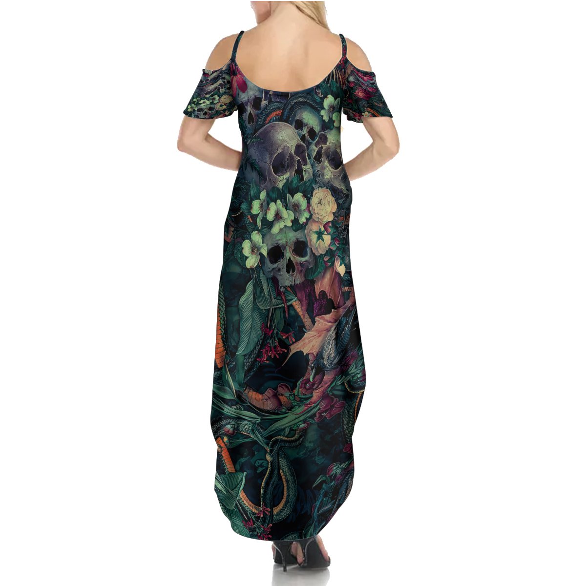 Skulls and Snakes Summer Maxi Dress - Wonder Print Shop