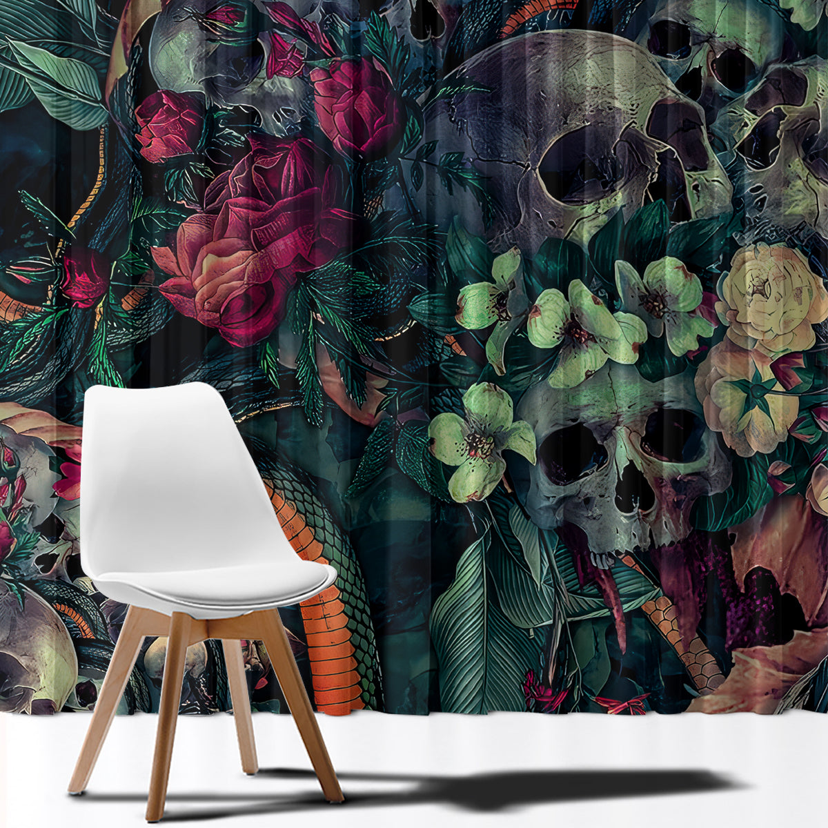 Skulls and Snakes Window Curtain - Wonder Print Shop