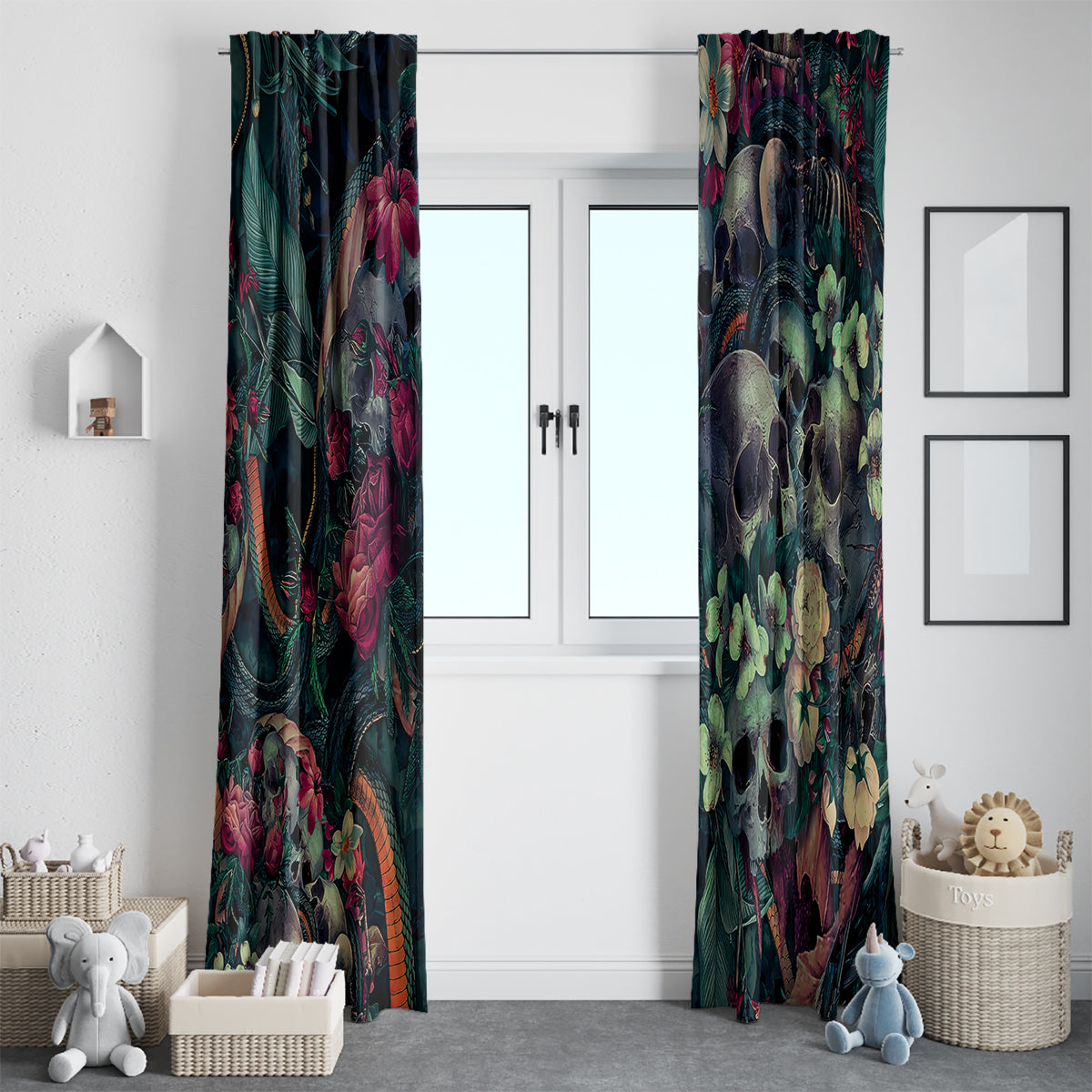 Skulls and Snakes Window Curtain - Wonder Print Shop