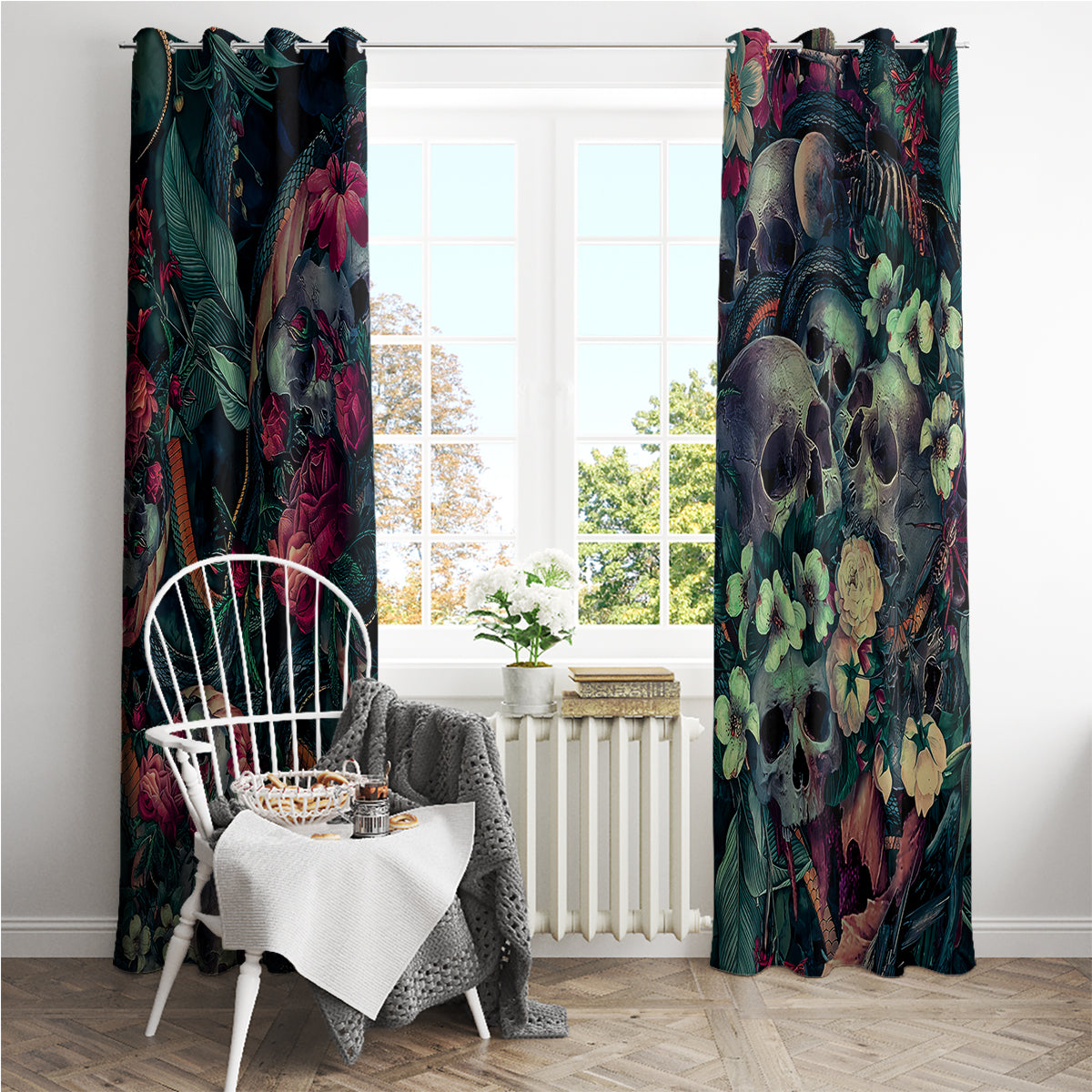 Skulls and Snakes Window Curtain - Wonder Print Shop