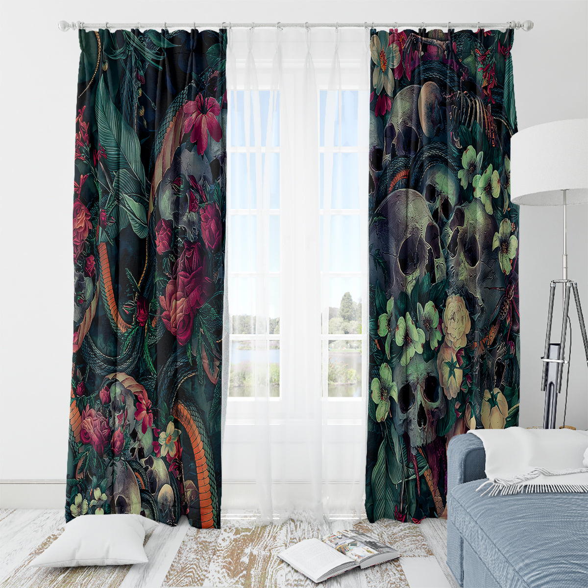 Skulls and Snakes Window Curtain - Wonder Print Shop