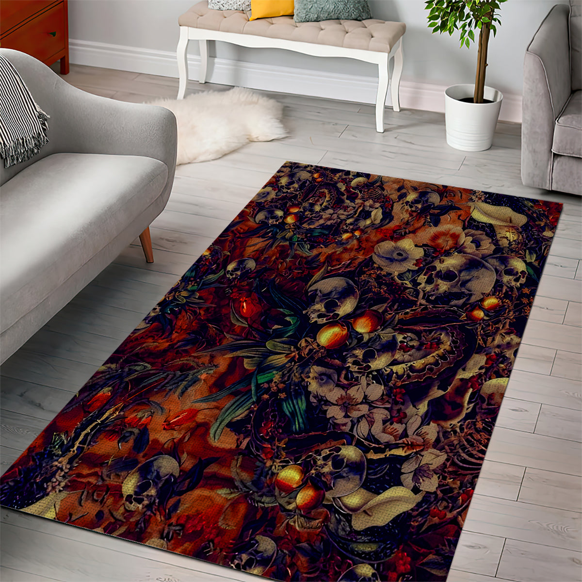 Isabell Skull Art Area Rug - Wonder Print Shop