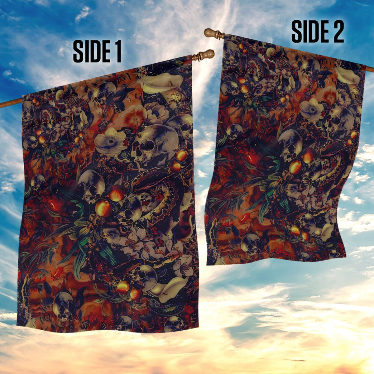 Isabell Skull Art Garden Flag - Wonder Print Shop