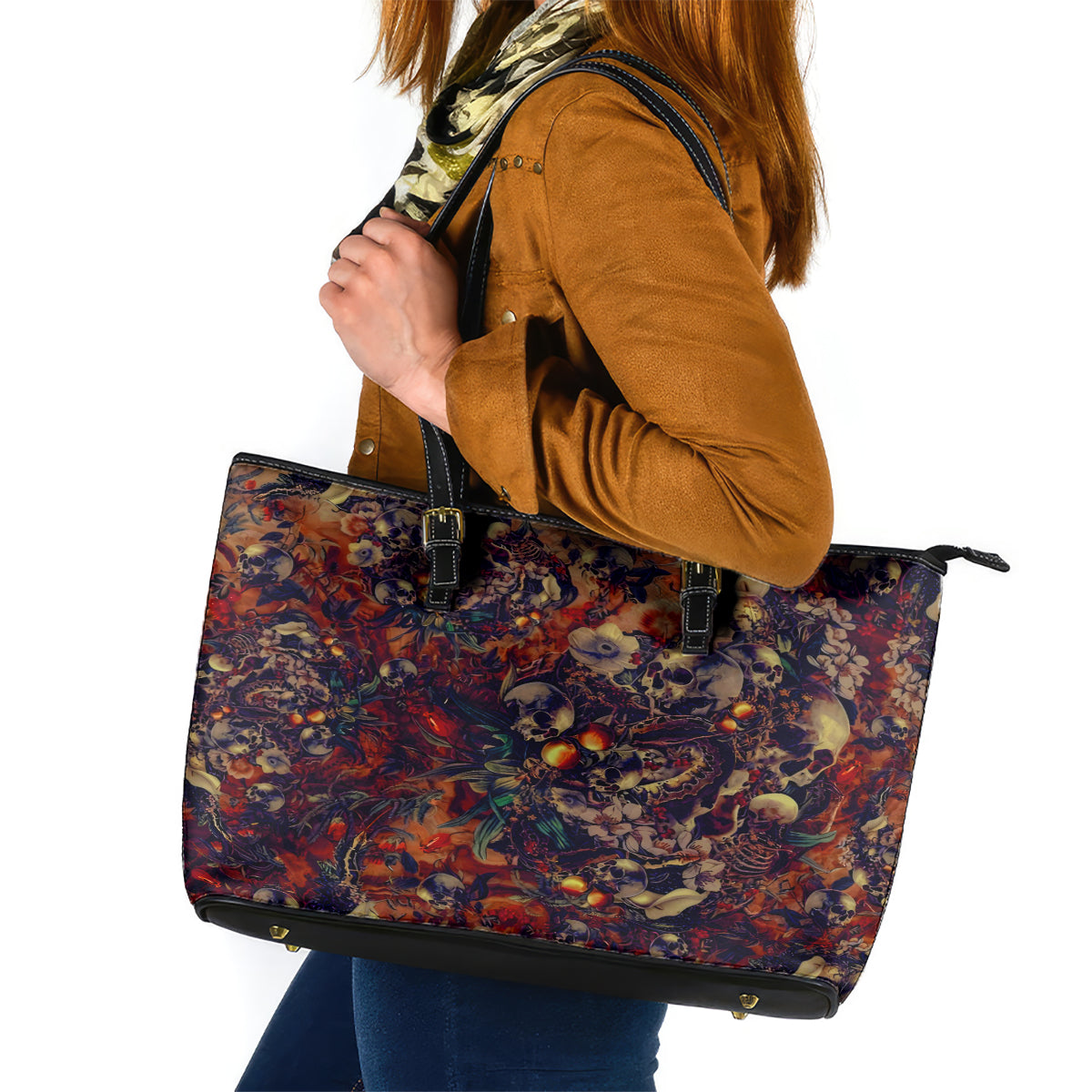 Isabell Skull Art Leather Tote Bag - Wonder Print Shop