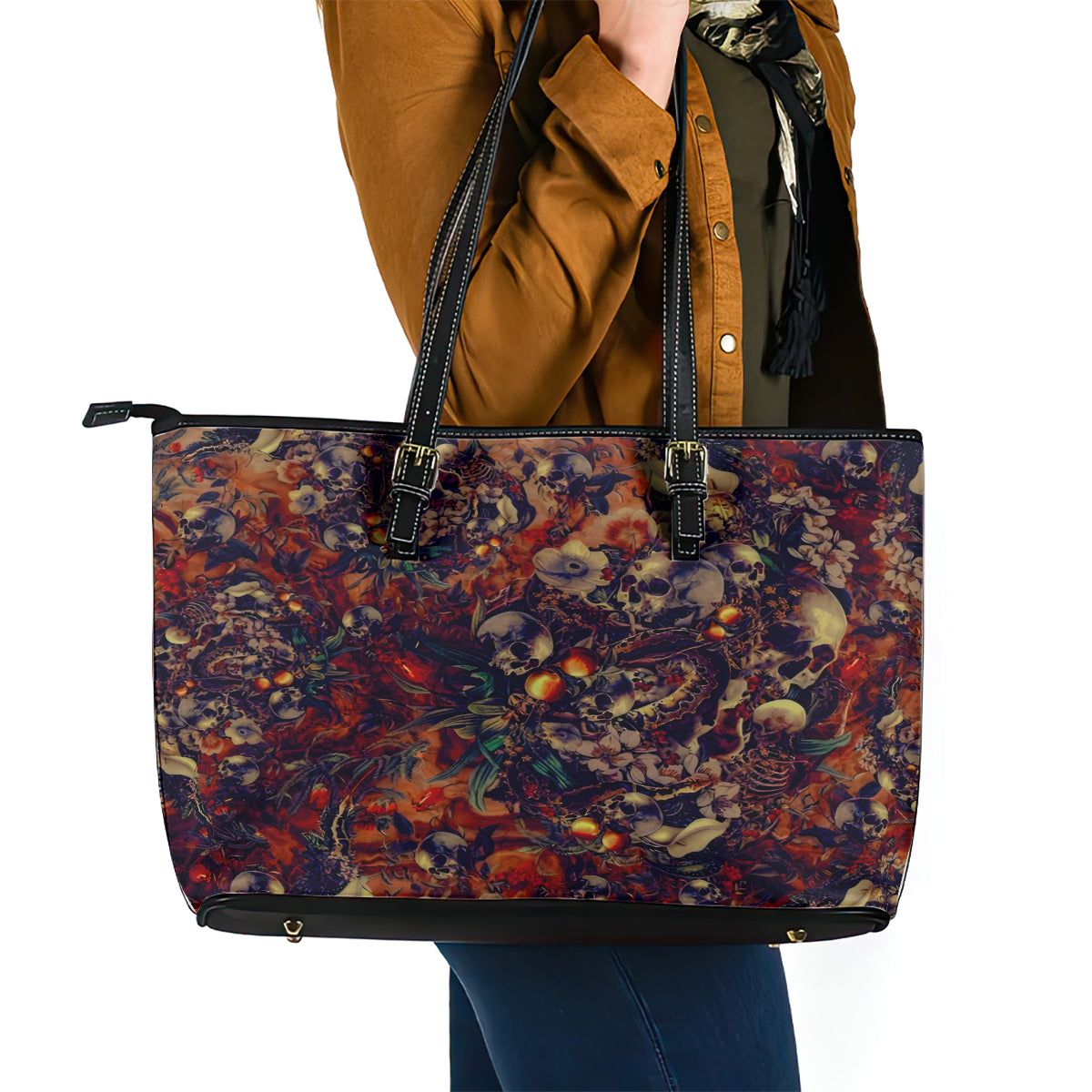 Isabell Skull Art Leather Tote Bag - Wonder Print Shop