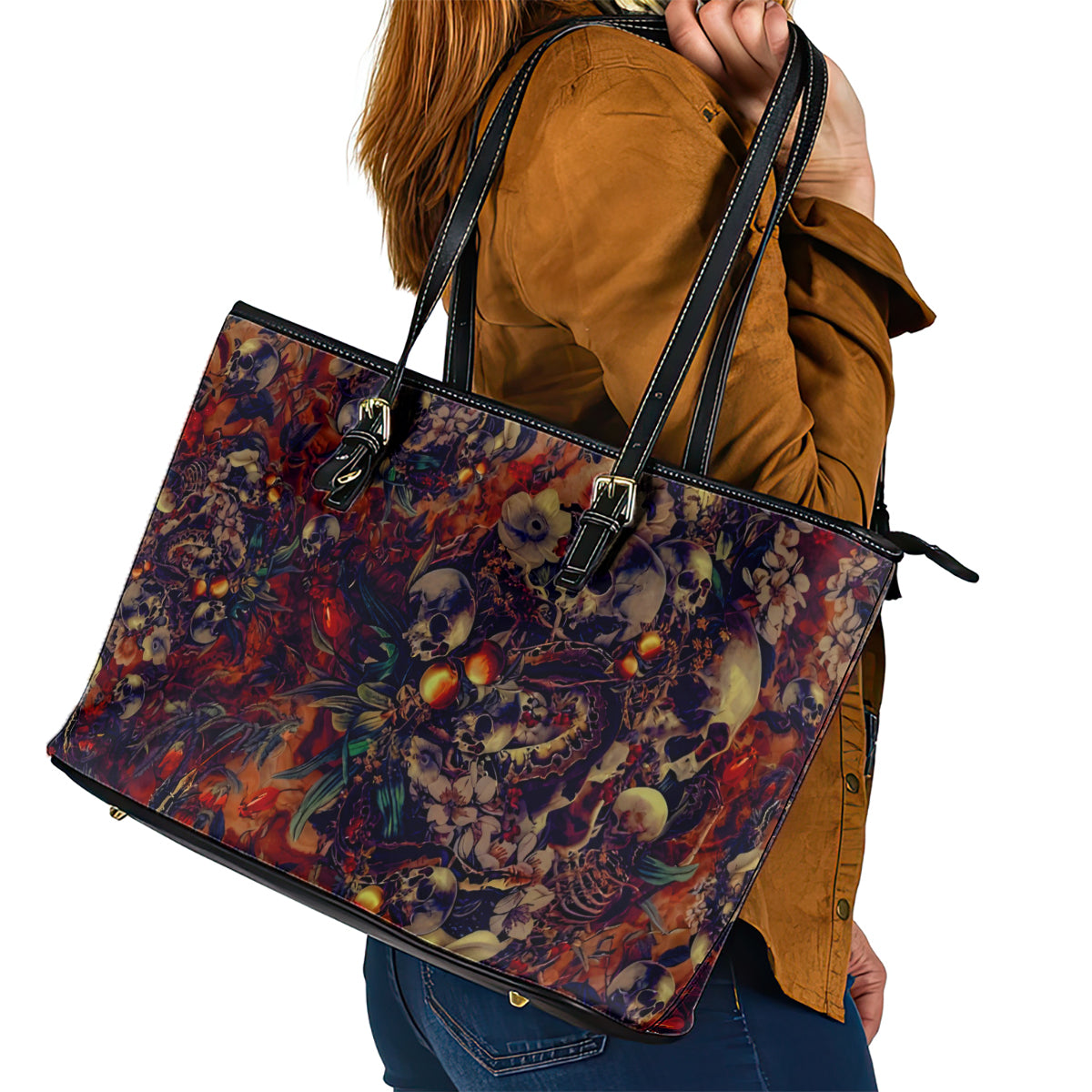 Isabell Skull Art Leather Tote Bag - Wonder Print Shop