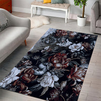 Skulls Roses And White Snakes Area Rug - Wonder Print Shop