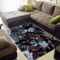 Skulls Roses And White Snakes Area Rug - Wonder Print Shop