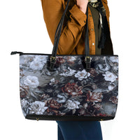 Skulls Roses And White Snakes Leather Tote Bag - Wonder Print Shop