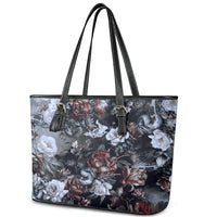 Skulls Roses And White Snakes Leather Tote Bag - Wonder Print Shop