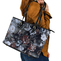 Skulls Roses And White Snakes Leather Tote Bag - Wonder Print Shop