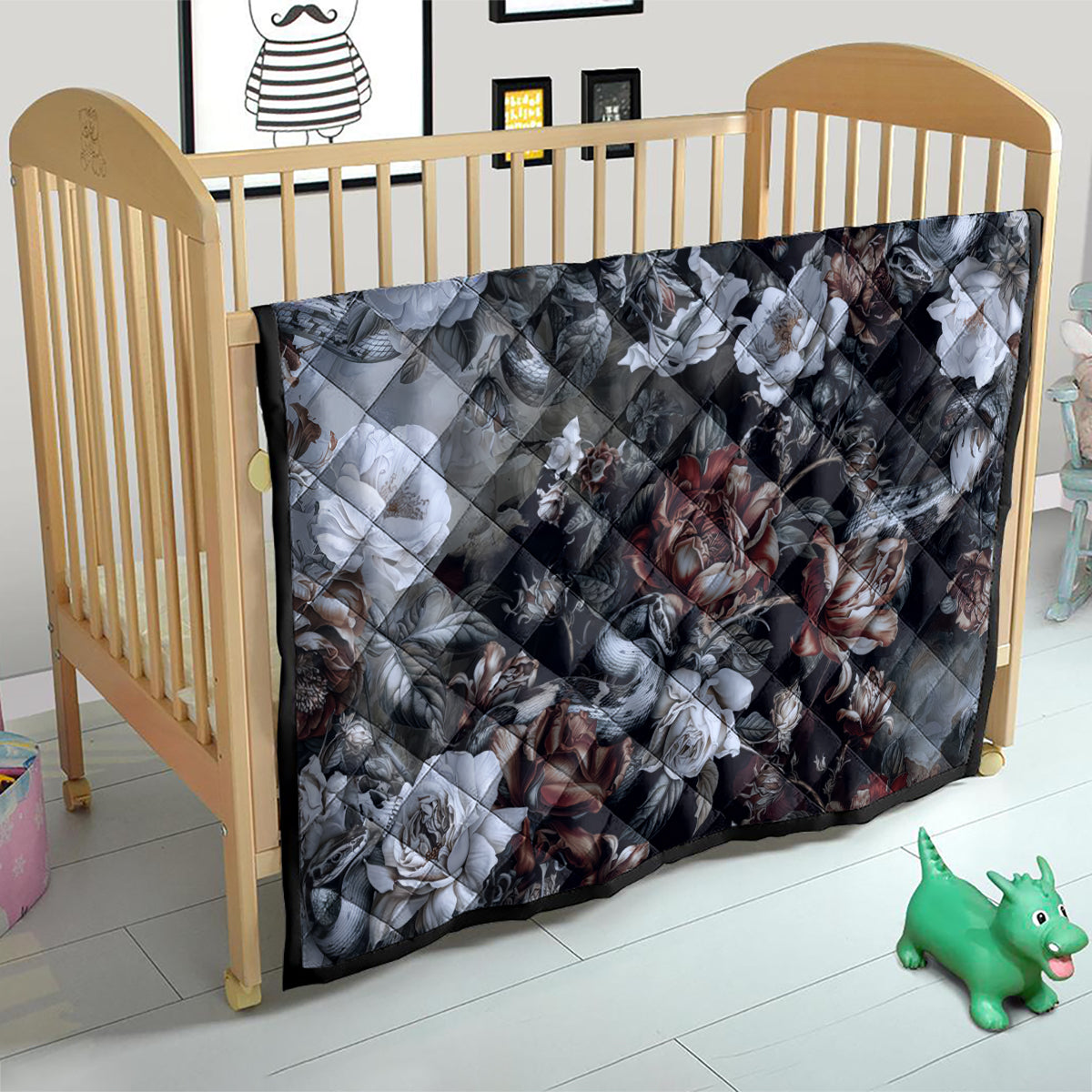 Skulls Roses And White Snakes Quilt - Wonder Print Shop