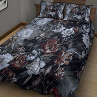 Skulls Roses And White Snakes Quilt Bed Set - Wonder Print Shop