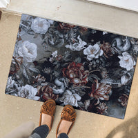 Skulls Roses And White Snakes Rubber Doormat - Wonder Print Shop