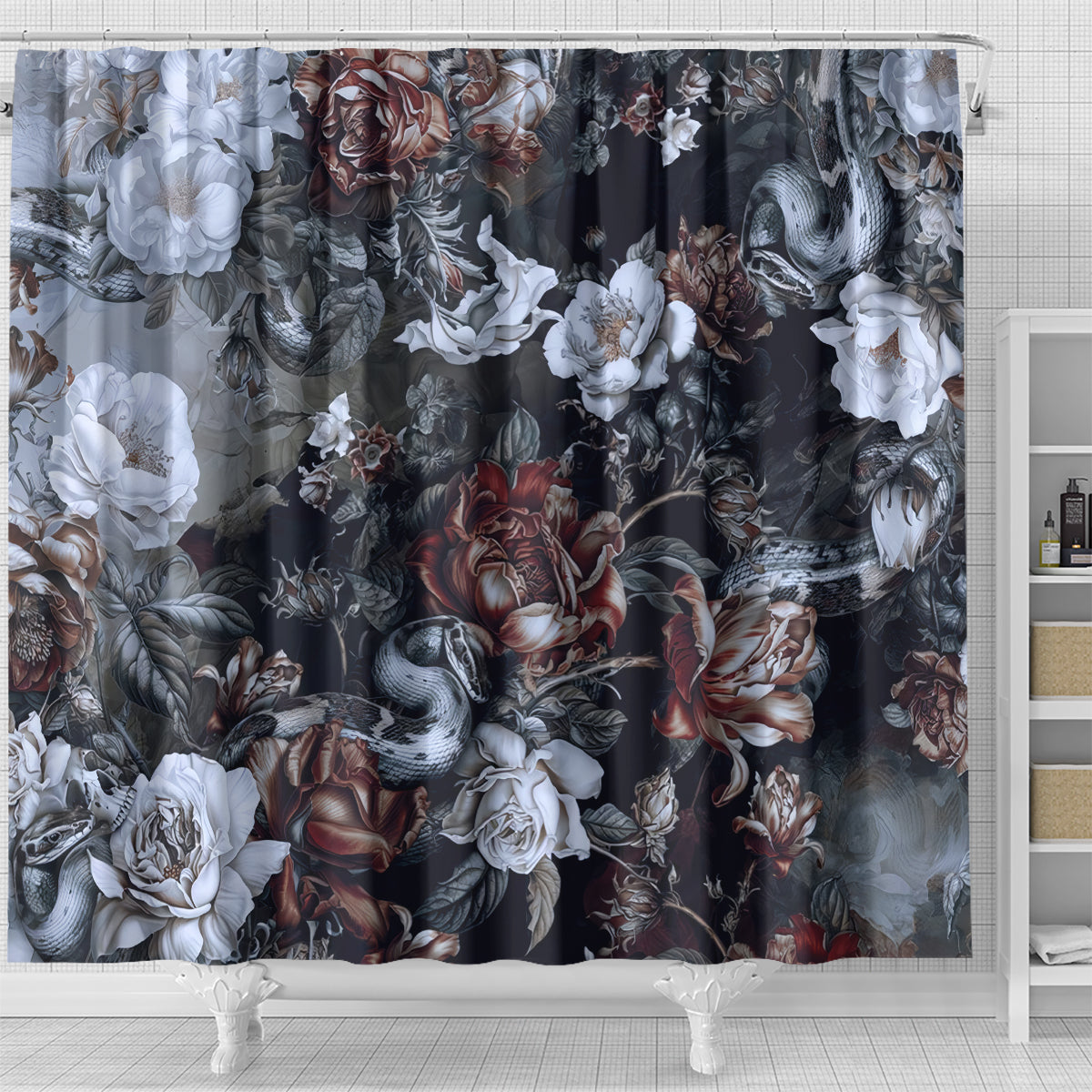 skulls-roses-and-white-snakes-shower-curtain