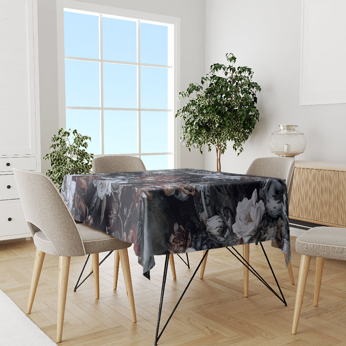 Skulls Roses And White Snakes Tablecloth - Wonder Print Shop