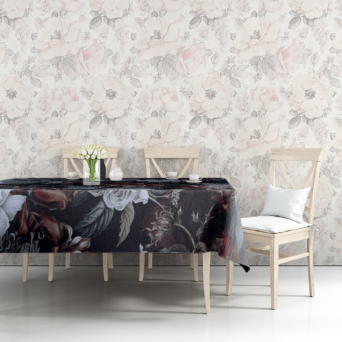 Skulls Roses And White Snakes Tablecloth - Wonder Print Shop